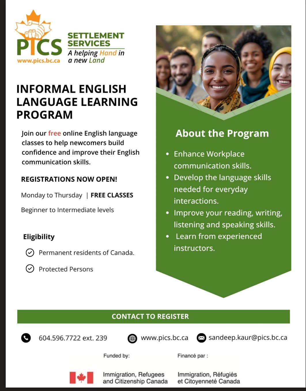 Informal English Language Learning Program poster